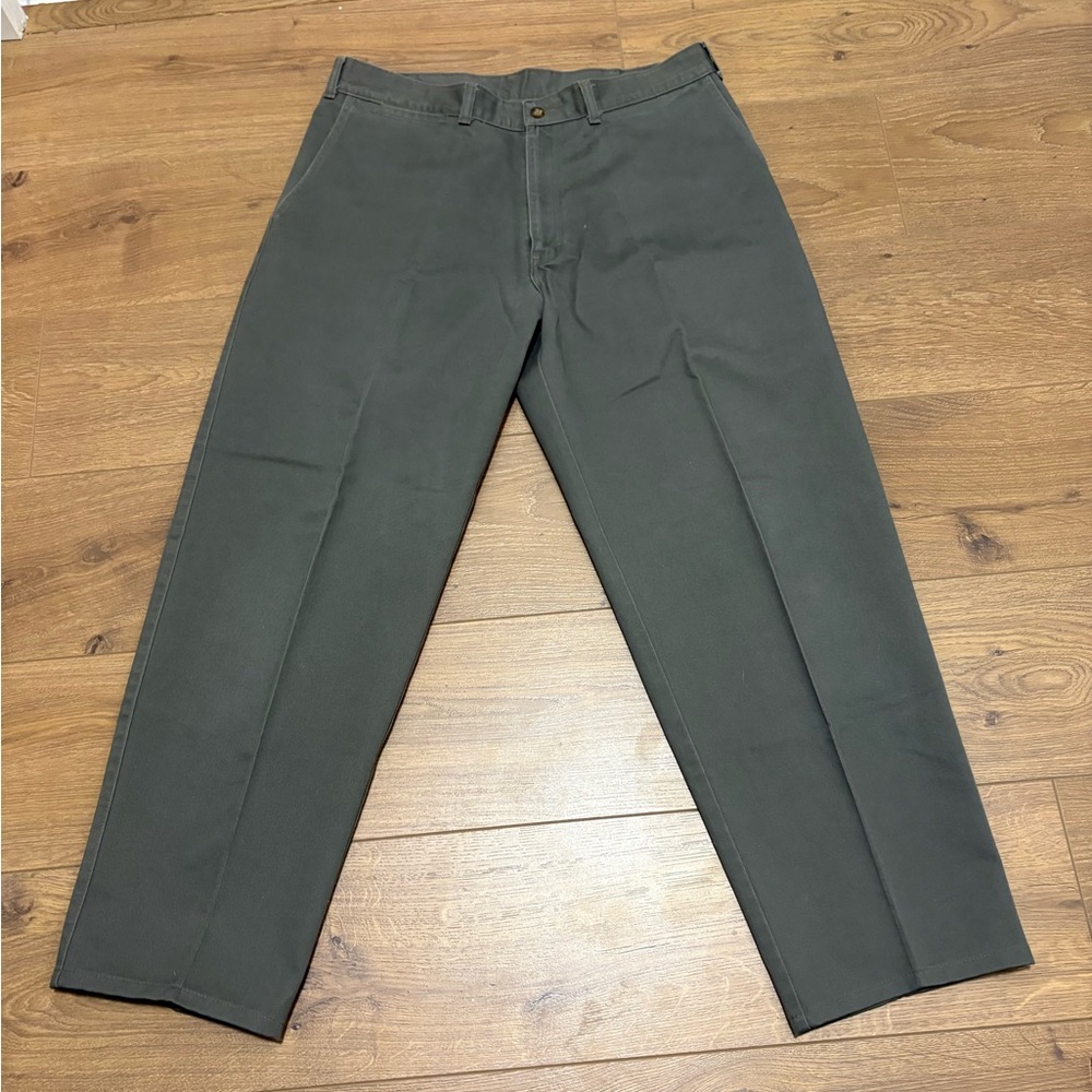 Men's Vintage Business Casual Straight Leg Dress Pants 100% Cotton Blue Bay BBJC